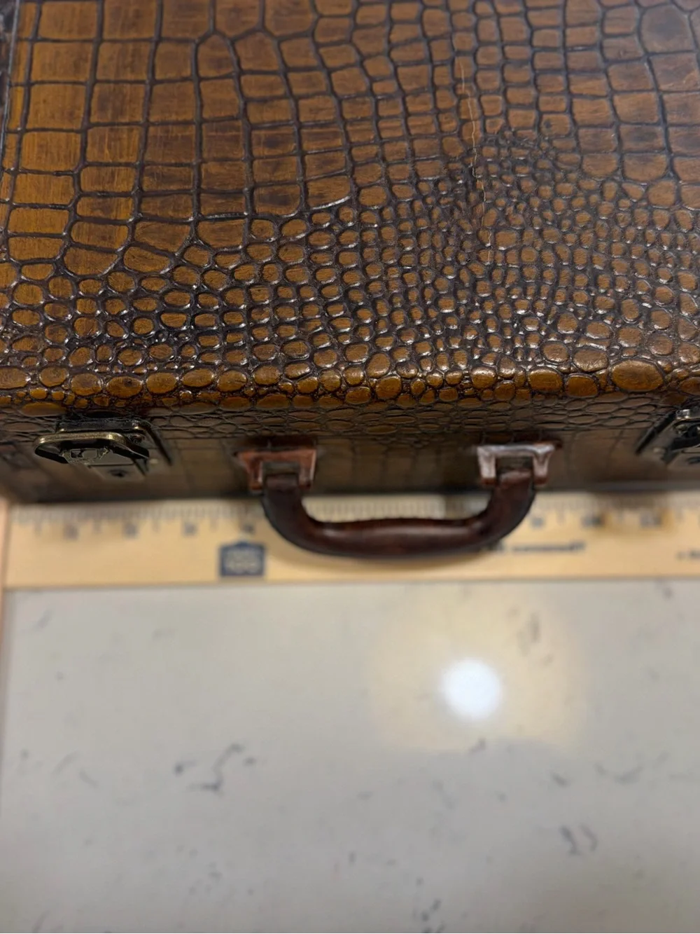 Authentic 1930's-40's Crocodile /ALLIGATOR Skin Travel Case Briefcase Antique